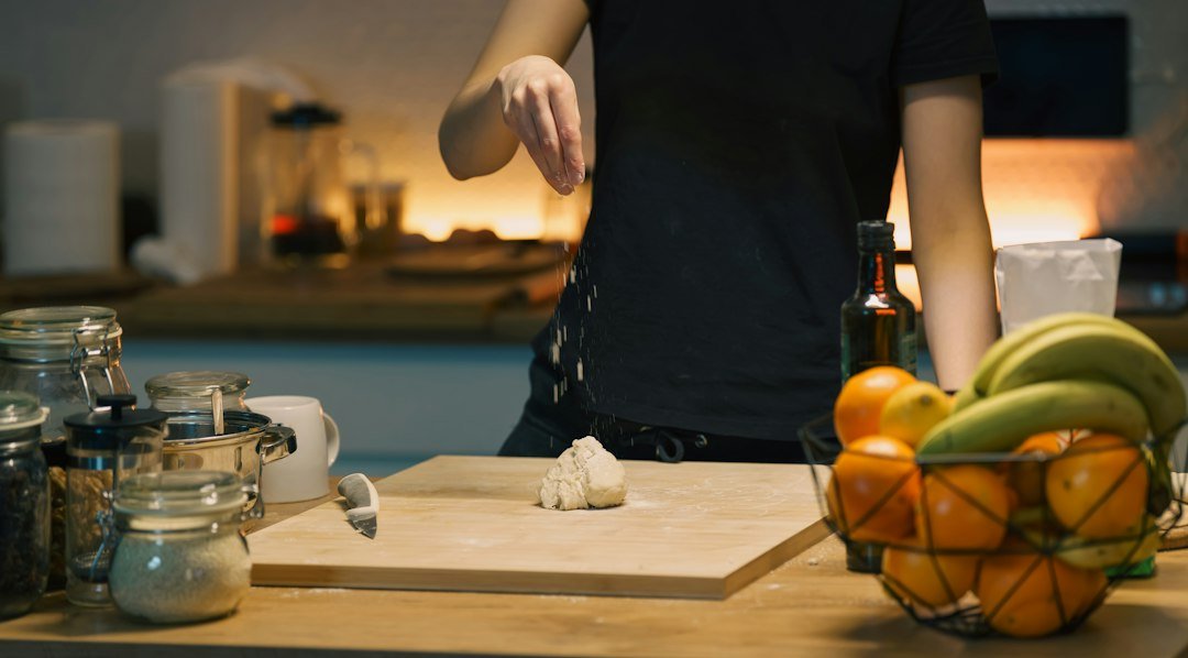 Person preparing food in a kitchen